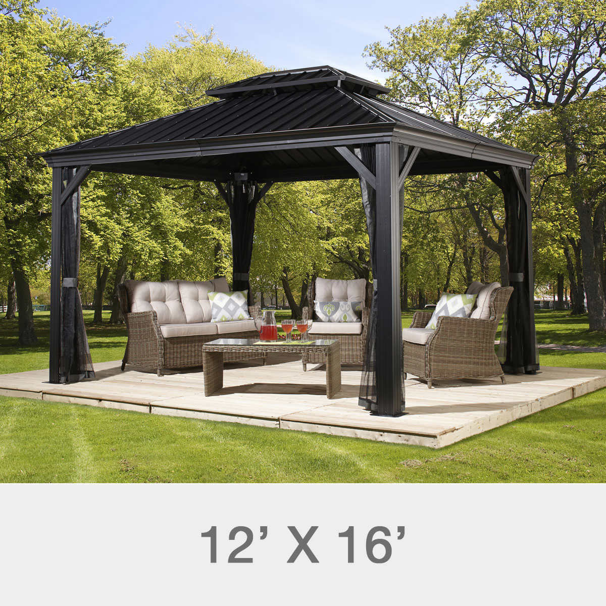 Shelterlogic Messina Galvanized Steel Roof Gazebo in Dark Gra