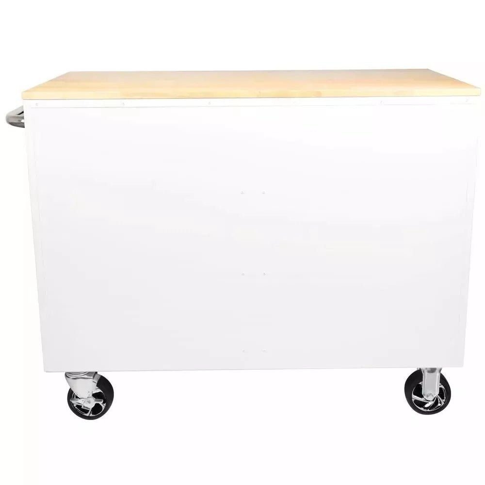 46 in. W x 24 in. D 9-Drawer Gloss White Deep Tool Chest Mobile Workbench