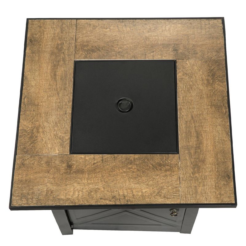 Farmhouse 27″ Square Steel Ceramic Propane Gas Fire Pit Table – Teamson Home