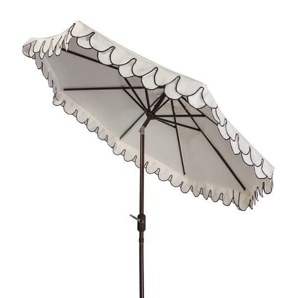 SAFAVIEH Elegant White/ Black Valance 9-foot Umbrella