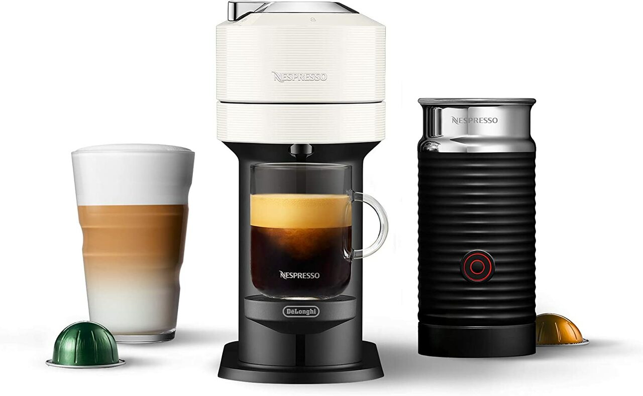Nespresso ENV120WAE Vertuo Next Coffee and Espresso Maker, Machine + Aeroccino, White