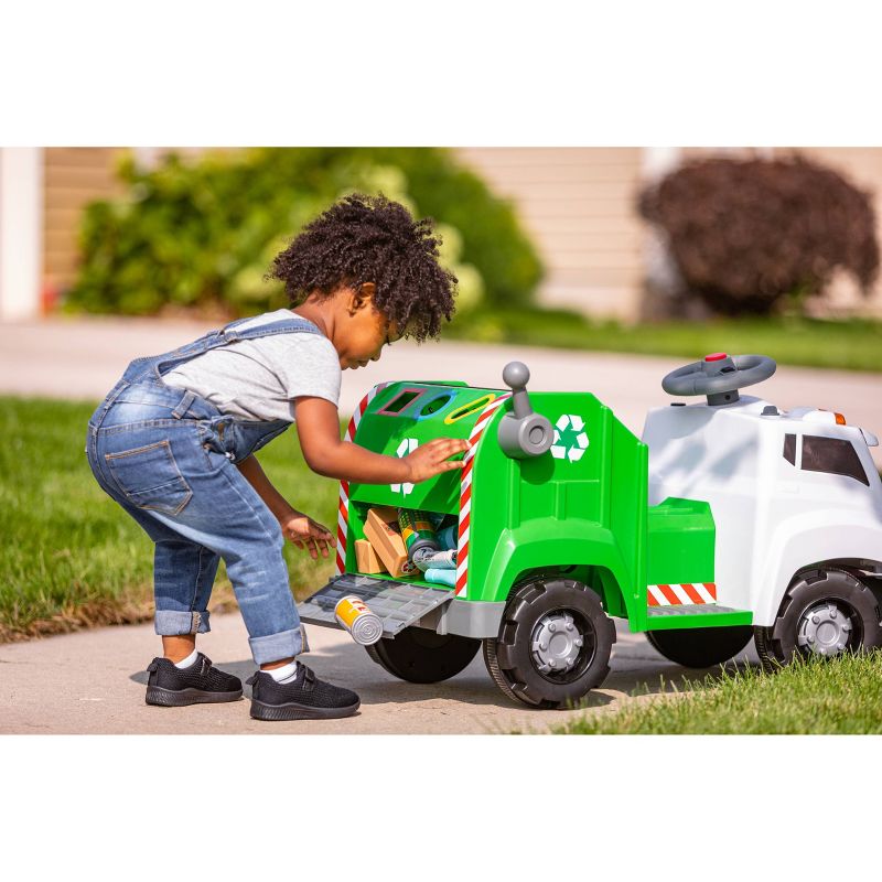 Kid Trax 6V Real Rigs Recycling Truck Interactive Powered Ride-On – Green/White