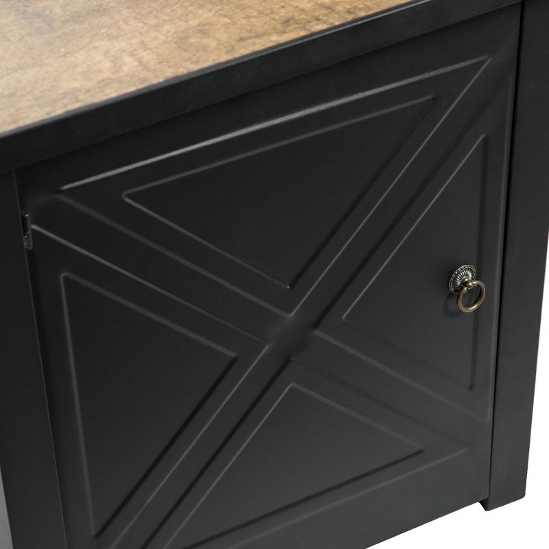 Farmhouse 27″ Square Steel Ceramic Propane Gas Fire Pit Table – Teamson Home