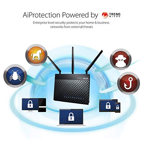 ASUS AC1900 WiFi Gaming Router (RT-AC68U) - Dual Band Gigabit Wireless Internet Router, Gaming & Streaming, AiMesh Compatible, Included Lifetime Internet Security, Adaptive QoS, Parental Control