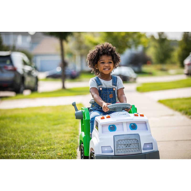 Kid Trax 6V Real Rigs Recycling Truck Interactive Powered Ride-On – Green/White