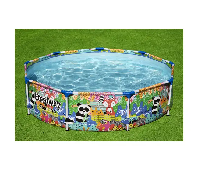 Swimming Pool-Bestway Steel Pro Panda Print Kid DuraPlus Round Above Ground Swimming Pool