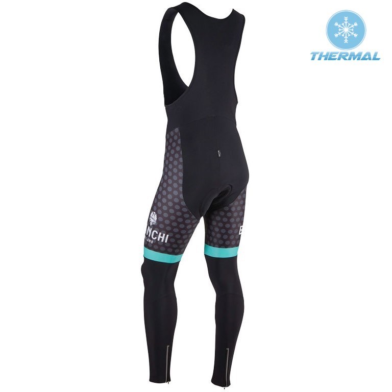 2017 Bianchi Petreso Black-Green Thermal Cycling Bib Pants
