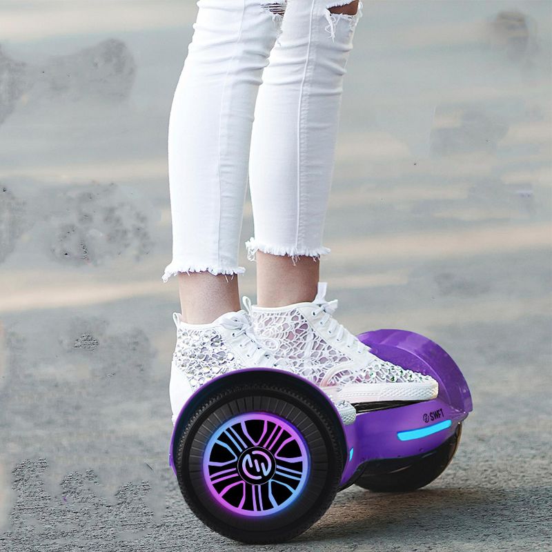 Ride Swft Blaze Self Balancing Hoverboard Scooter Up to 7 Miles Per Hour with Front Facing LED Lights and 6.5 inch Wheels, Grape