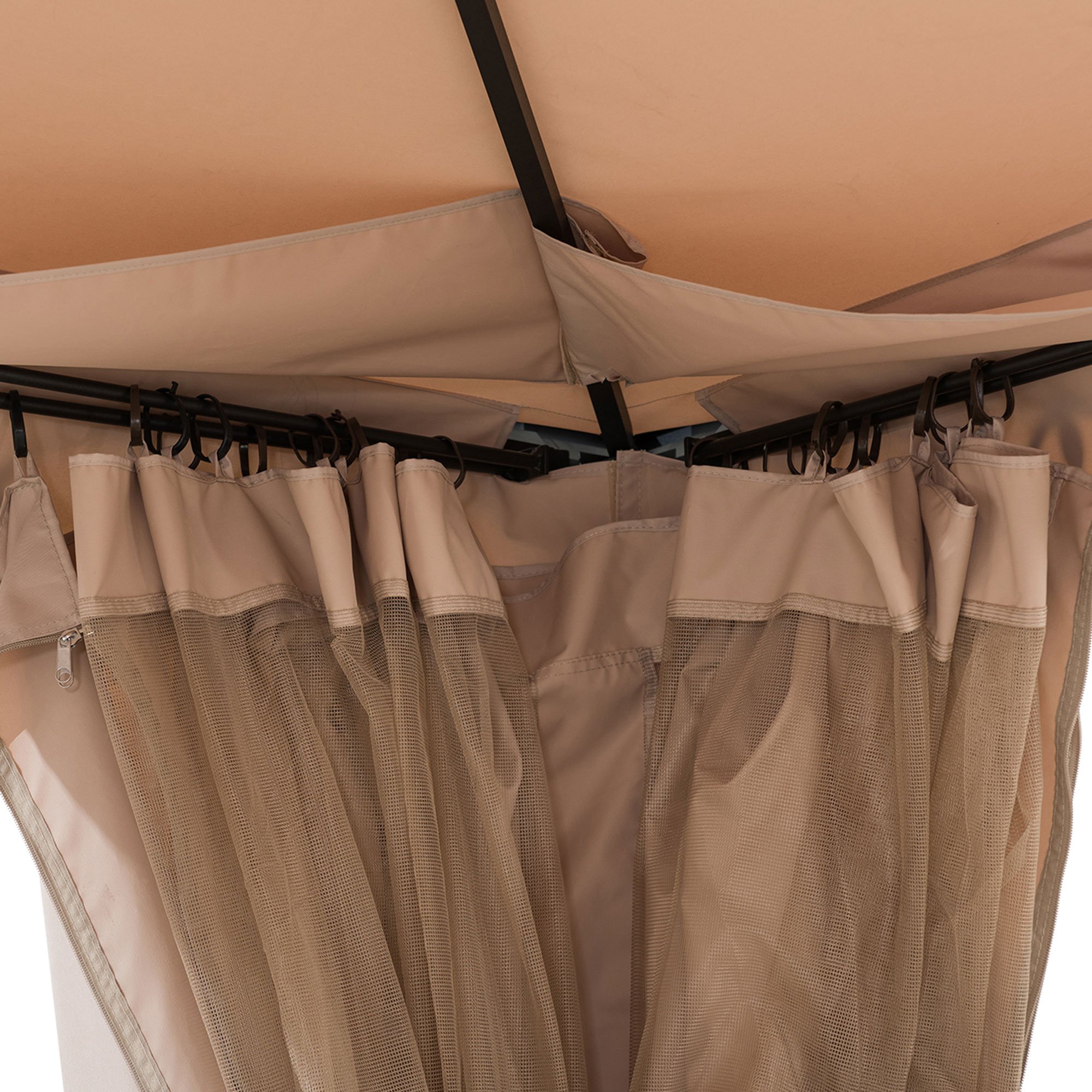 Sunjoy 10 ft. x 12 ft. Soft Top Steel Gazebo with Mosquito Netting and Curtains