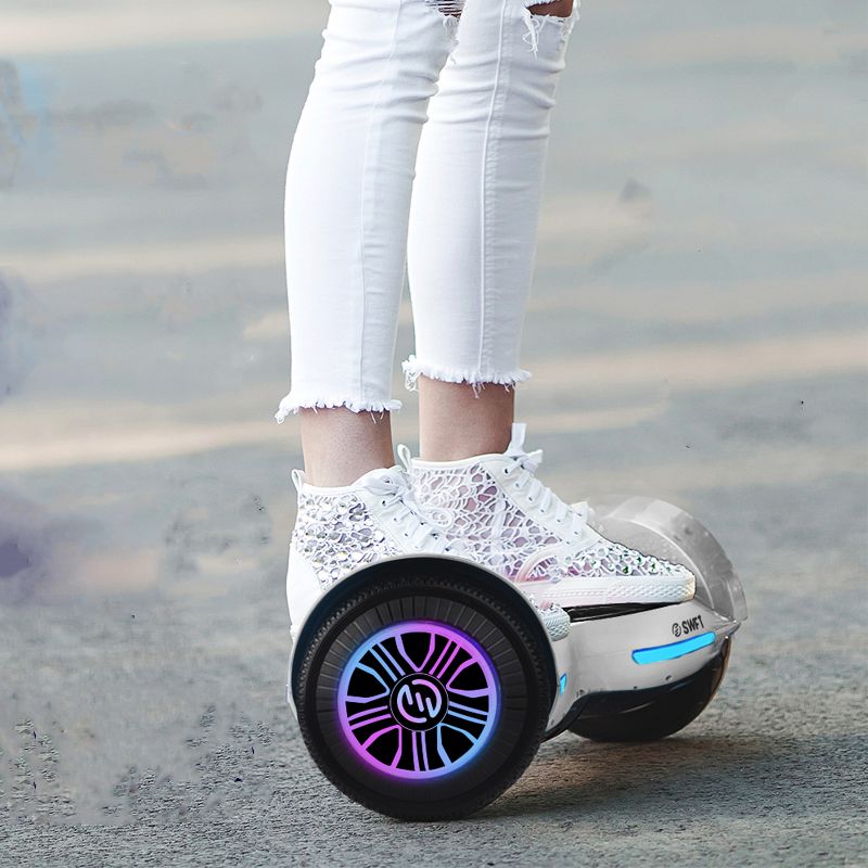 Ride Swft Blaze Self Balancing Hoverboard Scooter Up to 7 Miles Per Hour with Front Facing LED Lights and 6.5 inch Wheels, Snow