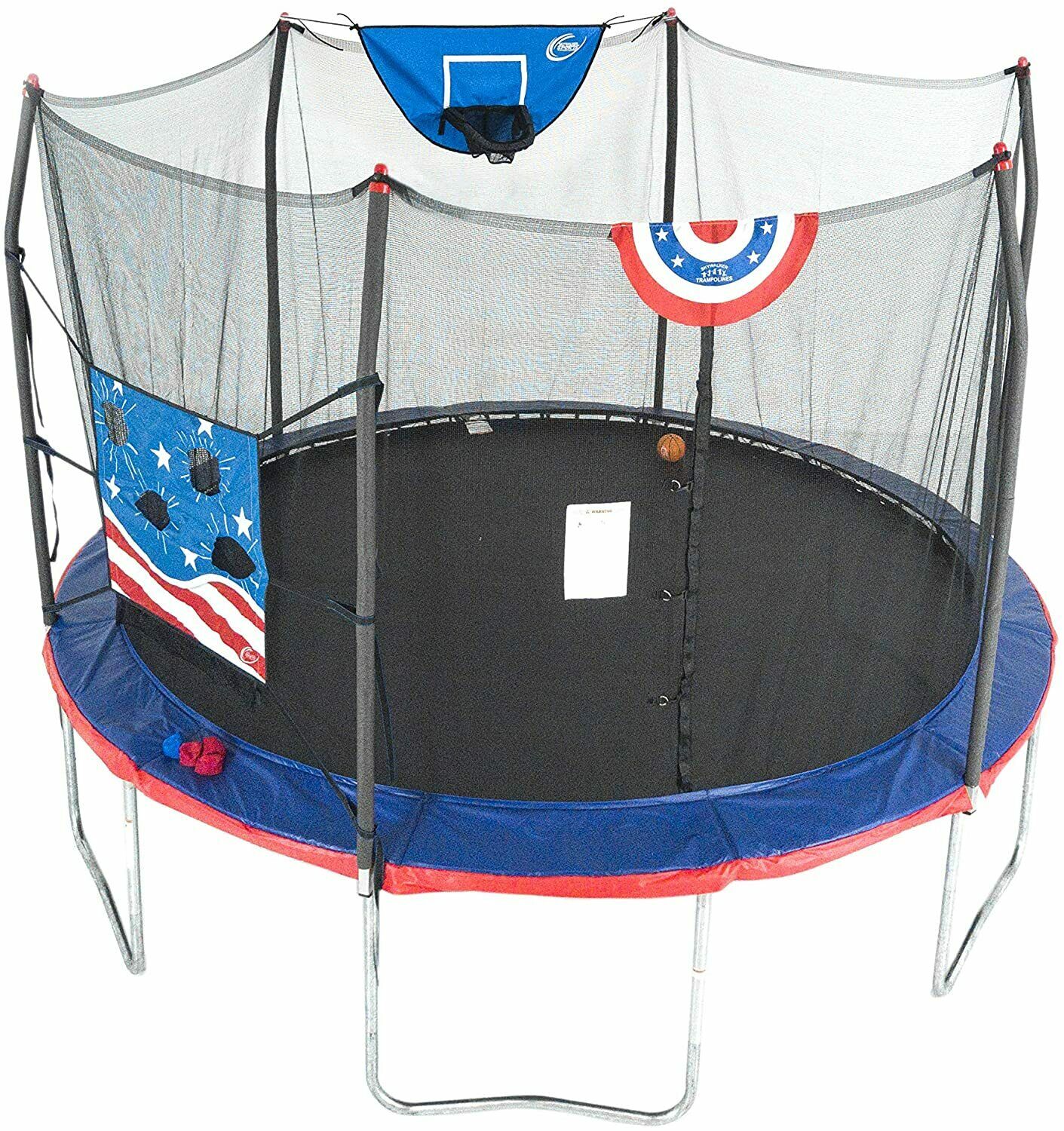 Jump N' Dunk Trampoline with Safety Enclosure and Basketball Hoop, 8-Feet