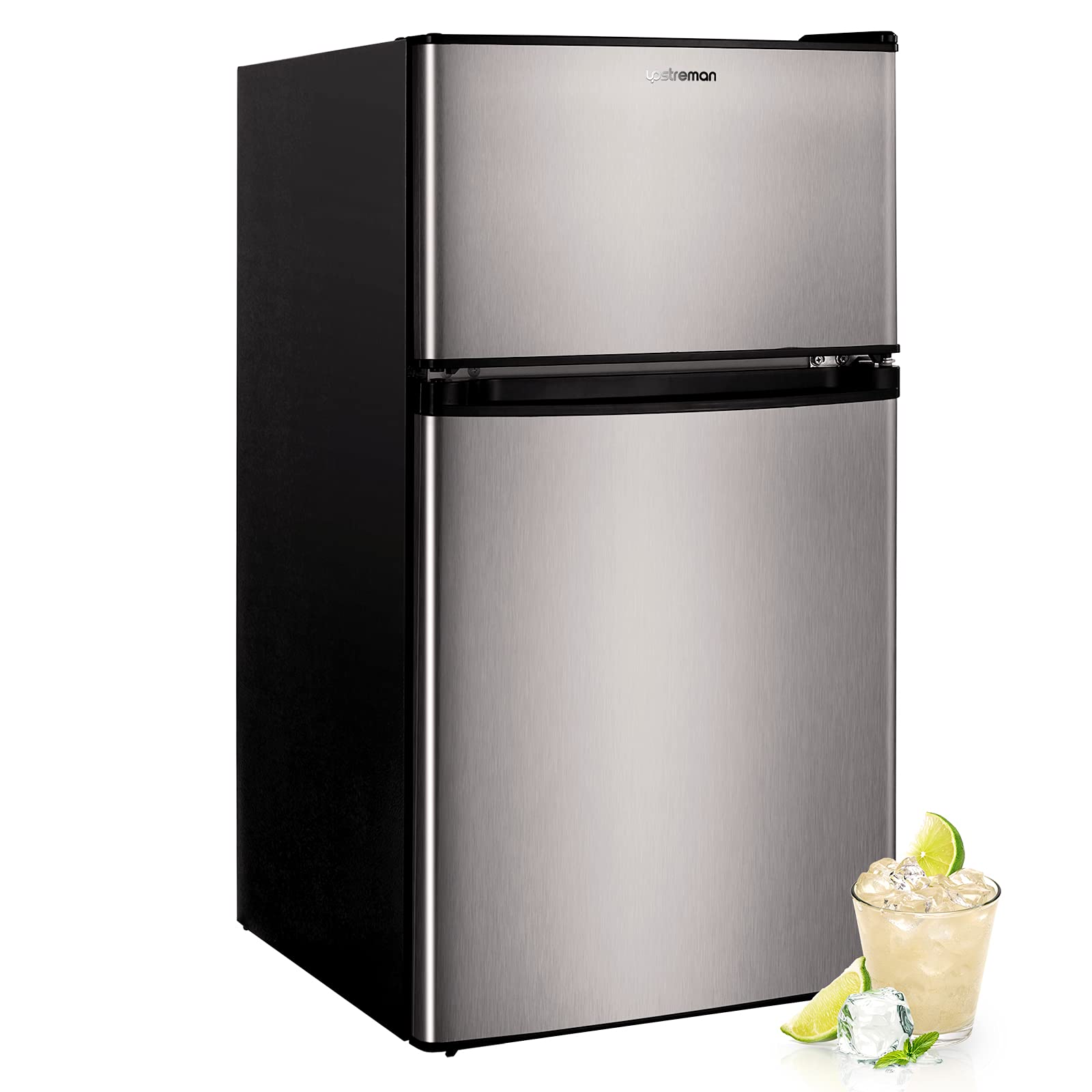 Whirlpool 3.2 Cu.Ft Mini Fridge with Freezer,2 door, Adjustable Thermostat, Low noise, Energy-efficient, Compact Refrigerator for Dorm, Office, Bedroom