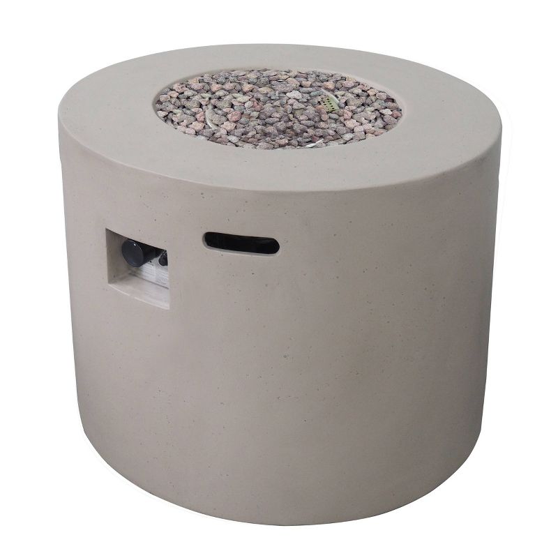 Aidan Round 31″ Lightweight Concrete Gas Fire Pit – Light Gray – Christopher Knight Home