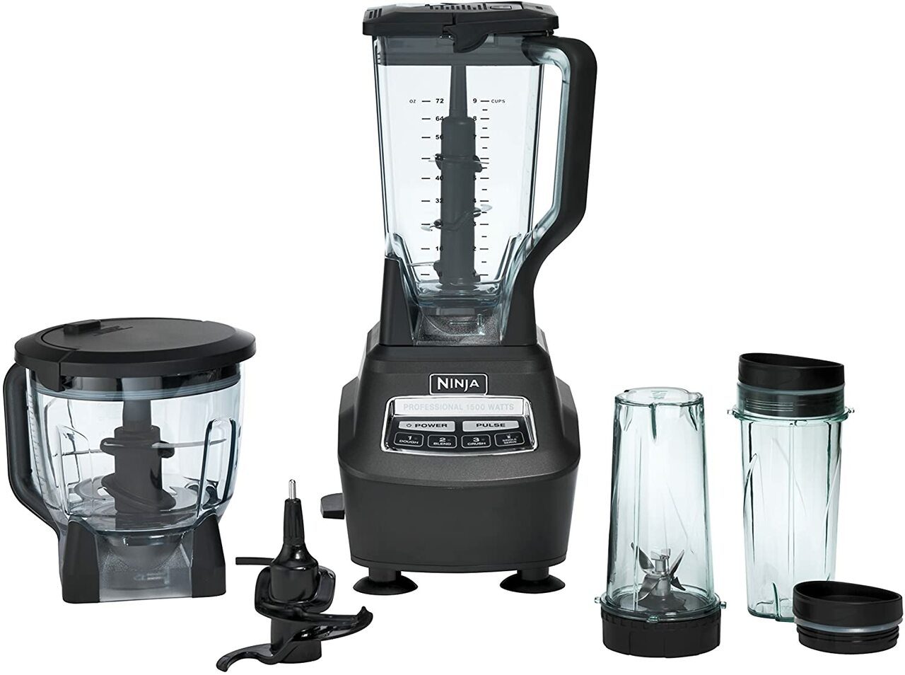 Ninja BL770 Mega Kitchen System and Blender with Total Crushing Pitcher, Food Processor Bowl, Dough Blade, To Go Cups, 1500-Watt Base, Black
