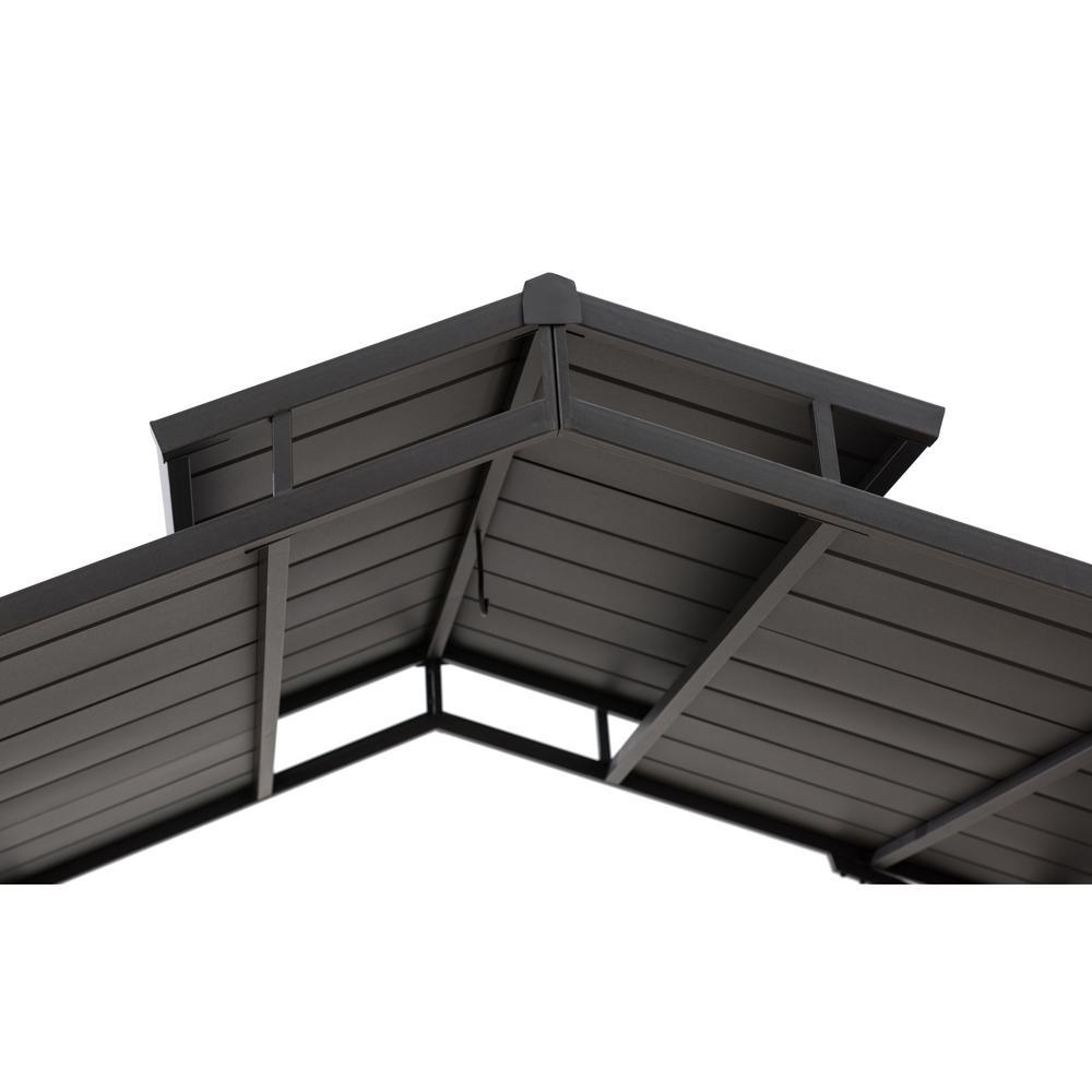 Sunjoy 5 ft. x 8 ft. Brown Steel 2-Tier Grill Gazebo Hardtop with Hook and Shelves