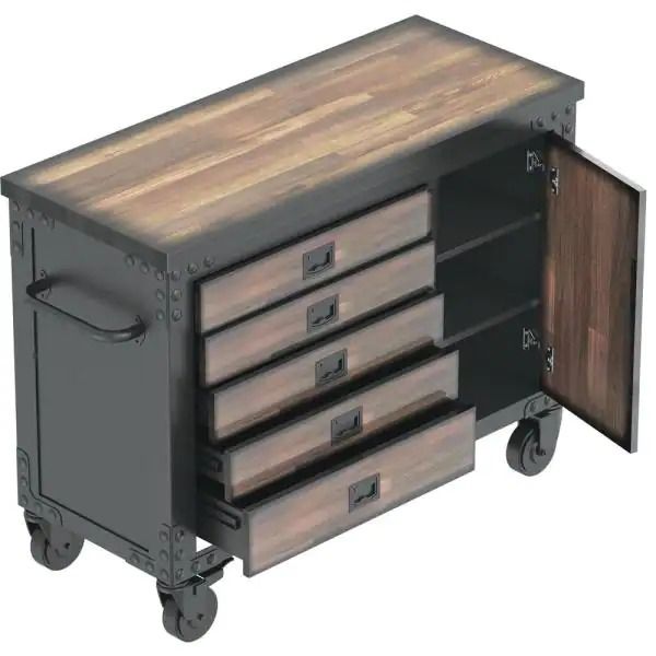 Building Products 48 in. 5-Drawers Rolling Tool Chest with Wood Top