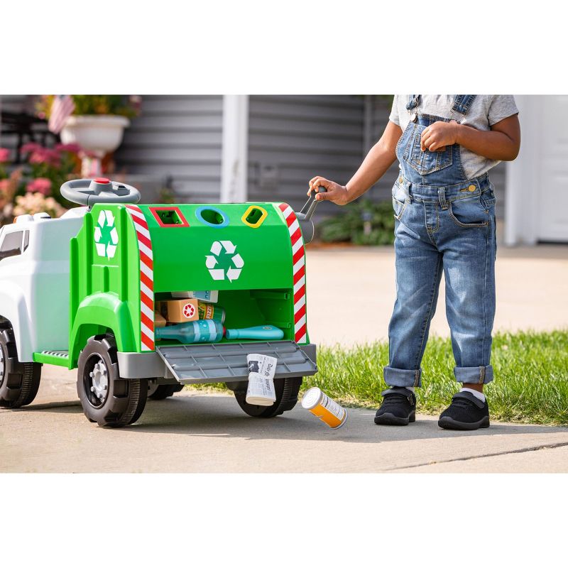 Kid Trax 6V Real Rigs Recycling Truck Interactive Powered Ride-On – Green/White