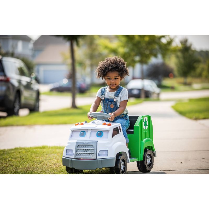 Kid Trax 6V Real Rigs Recycling Truck Interactive Powered Ride-On – Green/White