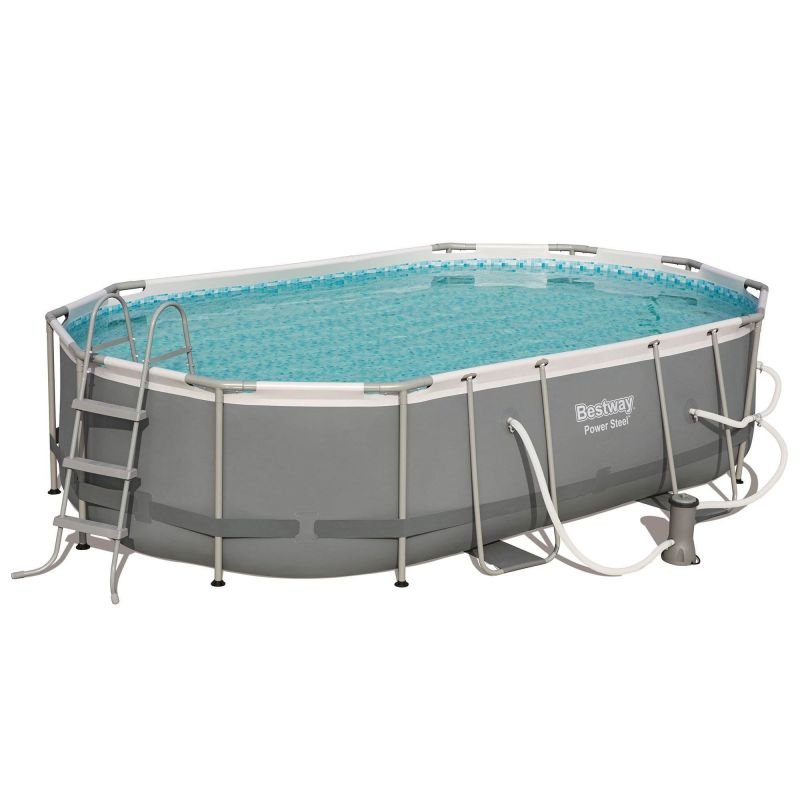 Swimming Pool-Bestway Power Steel 16' x 10' x 42″ Above Ground Frame Swimming Pool Set w/ Pump