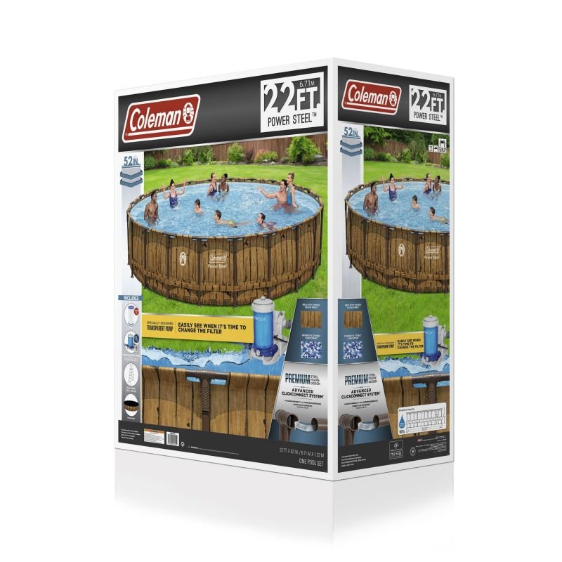 Pool Coleman-Power Steel 22' x 52″ Round Above Ground Pool Set