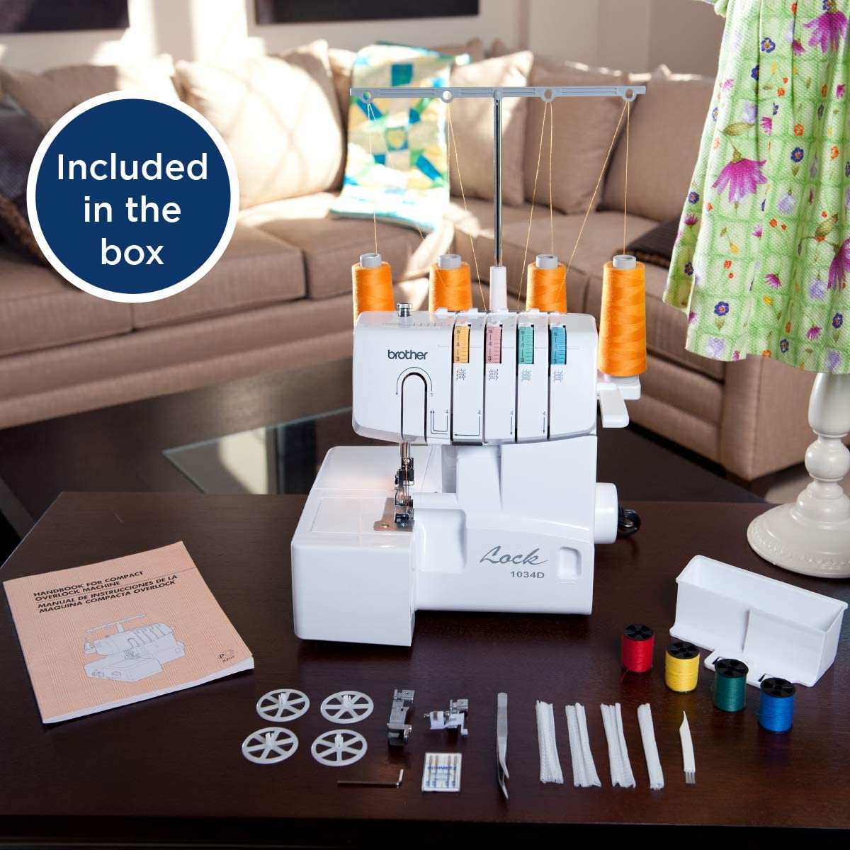 Brother Serger, 1034D, Heavy-Duty Metal Frame Overlock Machine,White