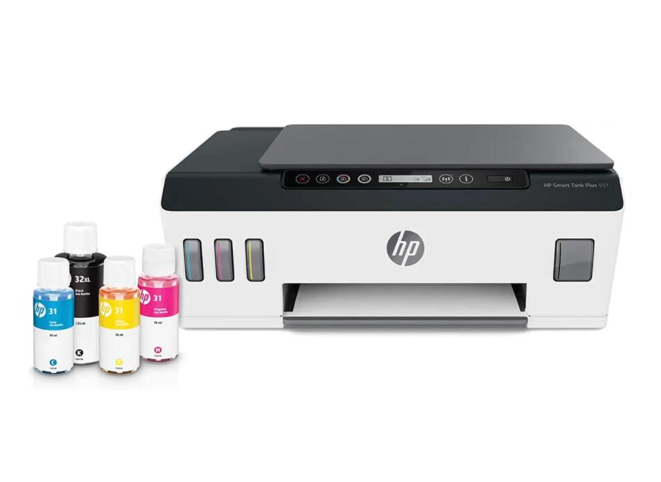 HP Smart -Tank Plus 551 Wireless All-in-One Ink -Tank Printer, up to 2 Years of Ink in Bottles