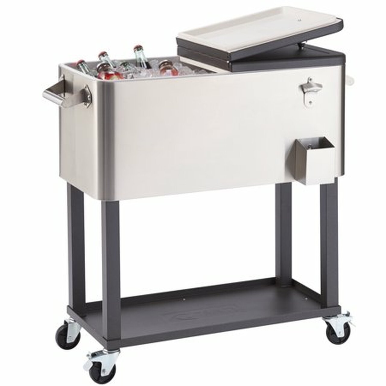 TRINITY 80 Quart Stainless Steel Cooler w/ Shelf