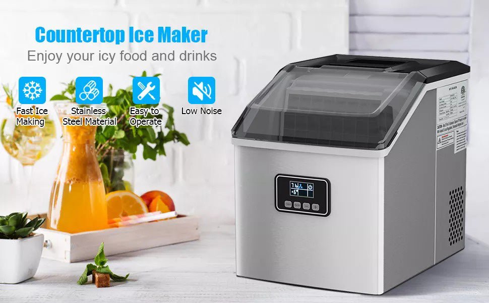 48 Lbs Stainless Self-Clean Ice Maker with LCD Display
