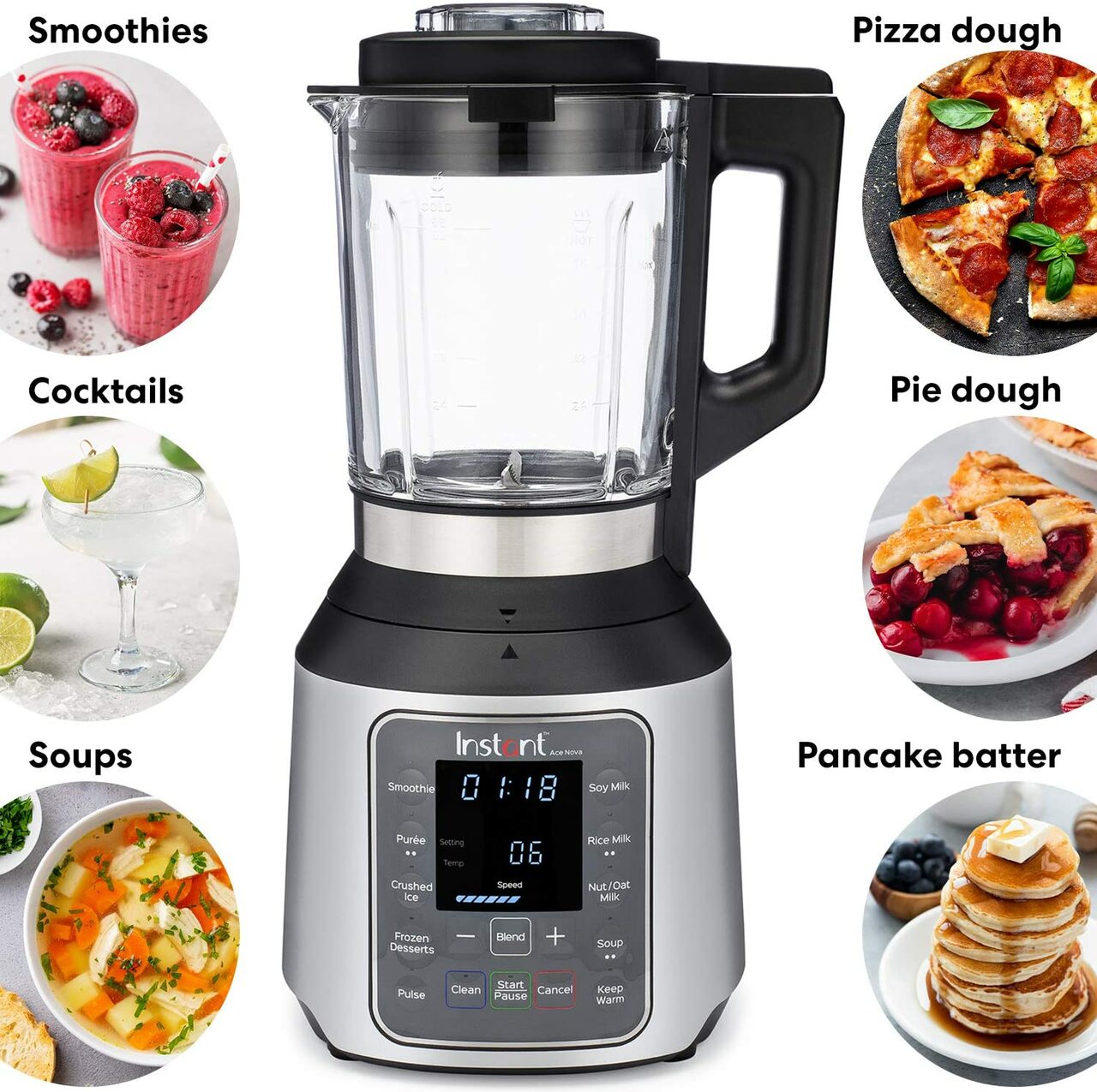 Instant Ace Nova Cooking Blender, Hot and Cold, 9 One Touch Programs, 54 oz, 1000W
