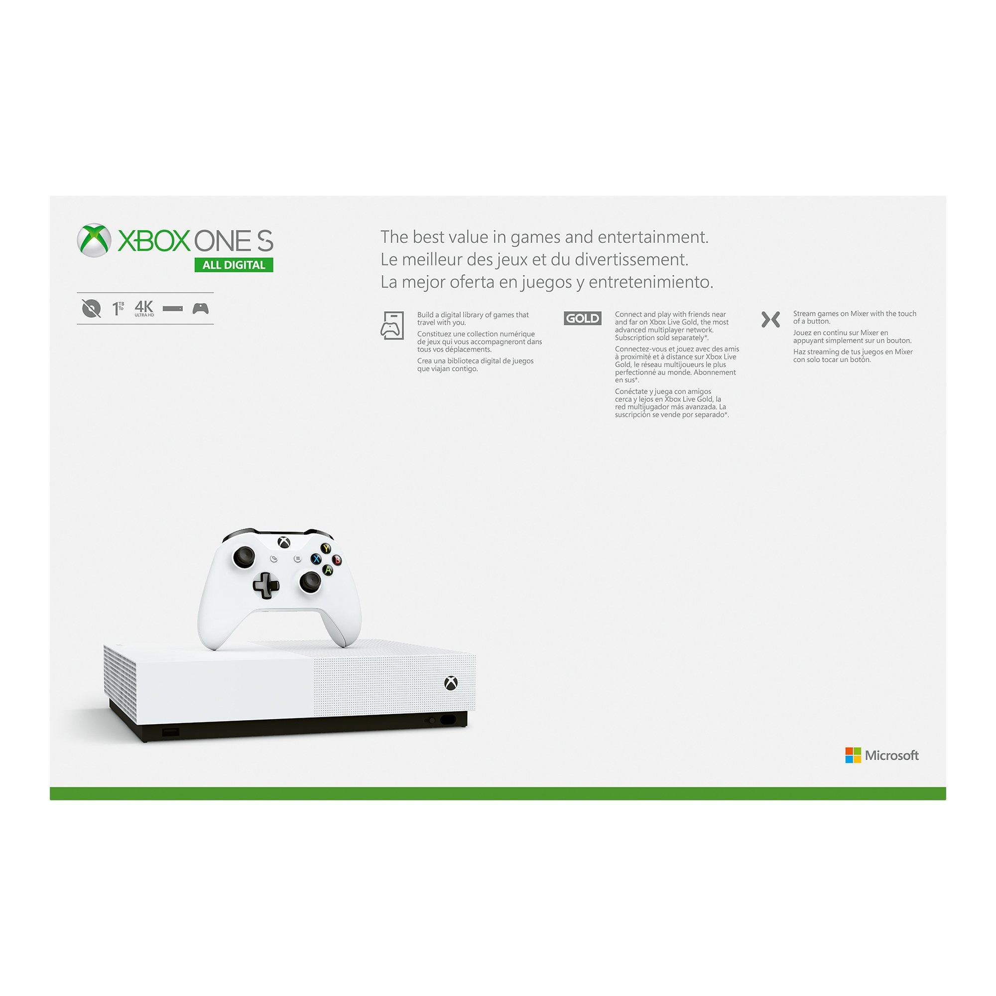 Microsoft Xbox One S 1TB Console All-Digital Edition Bundle