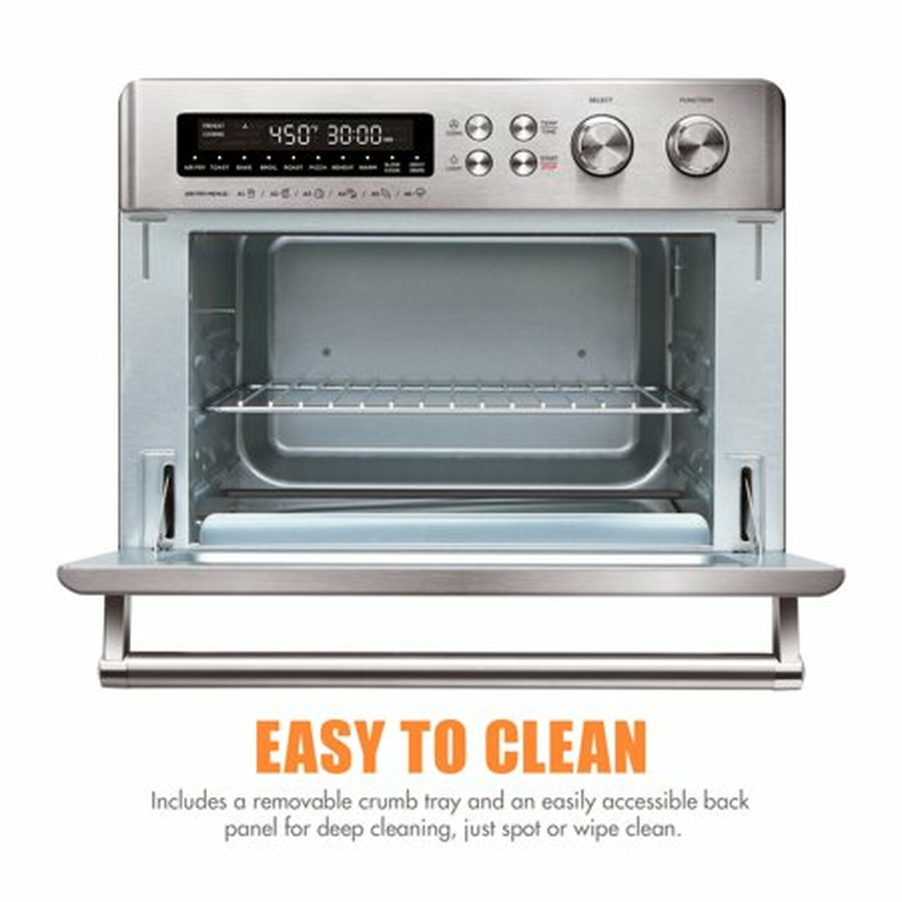 Convection Toaster Oven 10-in-1 Air Fryer 6 Slice, 1750W, 26.5 QT Capacity, Stainless Steel