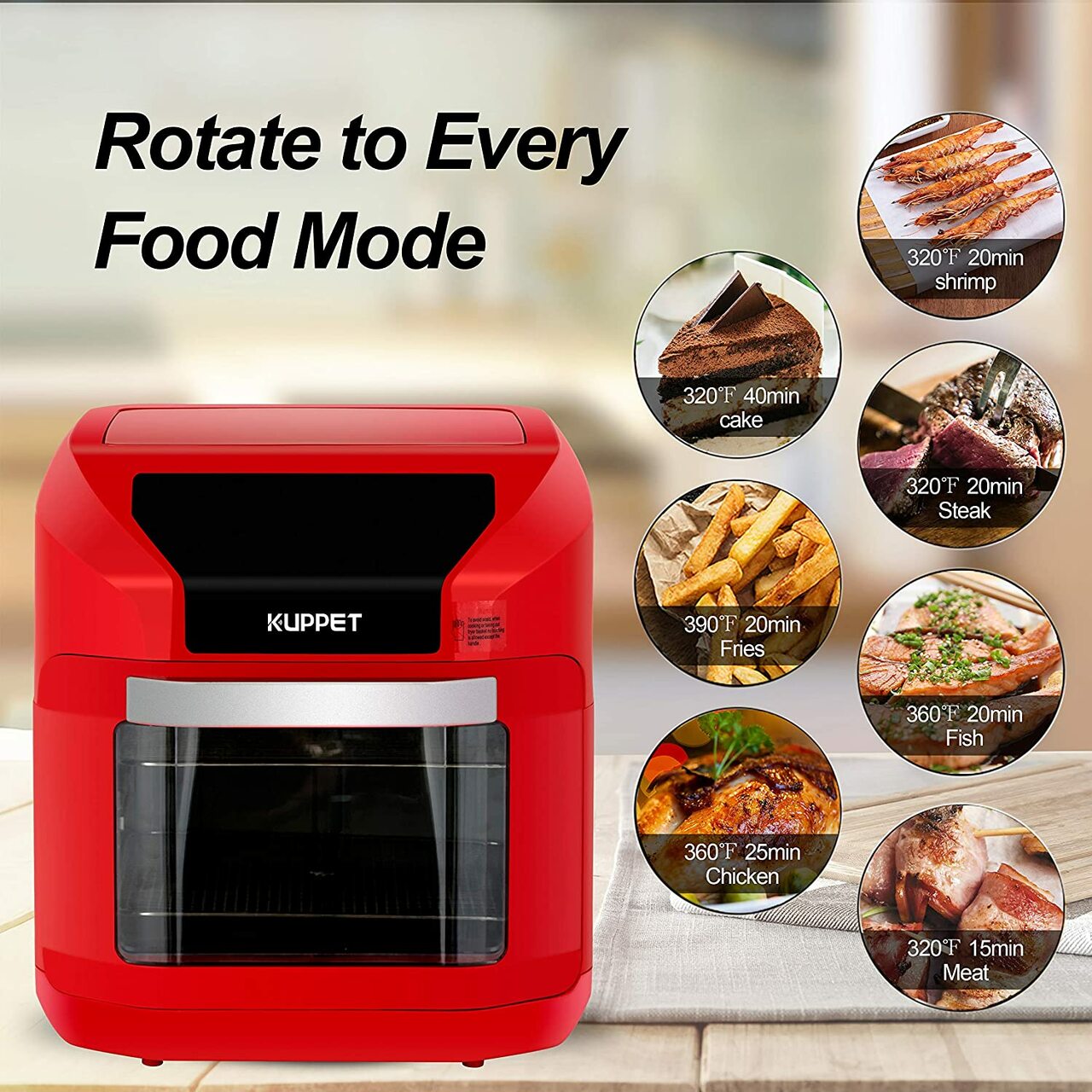 Air Fryer 10QT KUPPET Electric Hot Air Fryer, Roasting, Reheating & Dehydrating, Touch Screen Oven Oilless Cooker