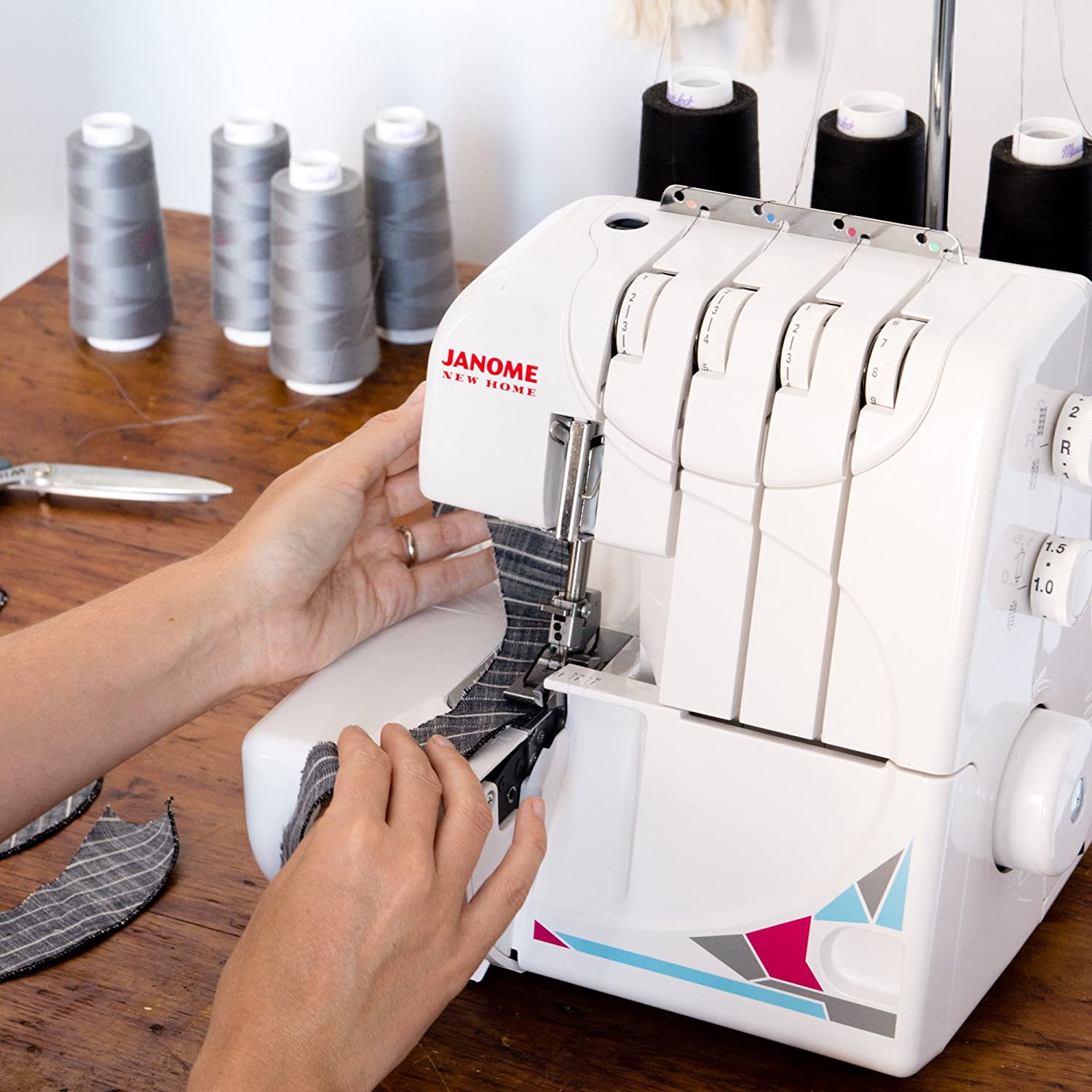 Janome MOD-8933 Serger with Lay-in Threading, 3 and 4 Thread Convertible with Differential Feed