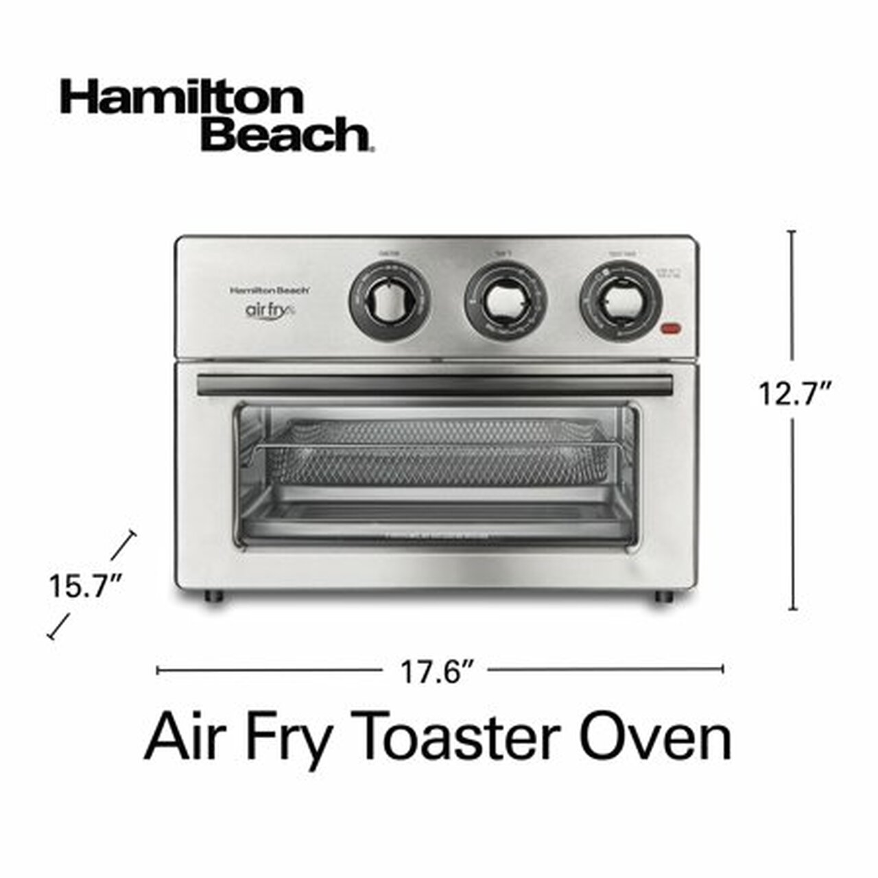 Hamilton Beach Air Fryer Countertop Toaster Oven, 6 Cooking Functions, Classic Silver Finish, 31225