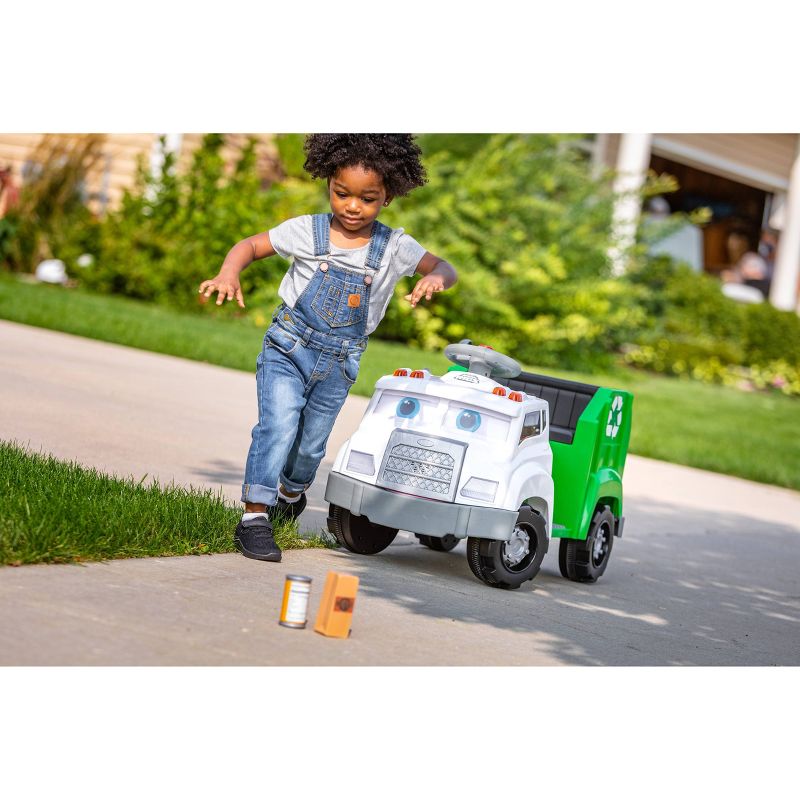 Kid Trax 6V Real Rigs Recycling Truck Interactive Powered Ride-On – Green/White
