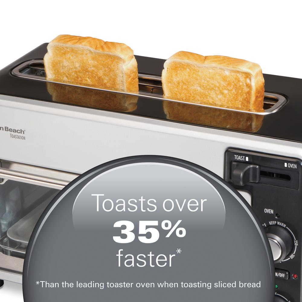 Hamilton Beach Toastation 1300 W 2-Slice Black and Gray Toaster Oven with Top Toasting Slot
