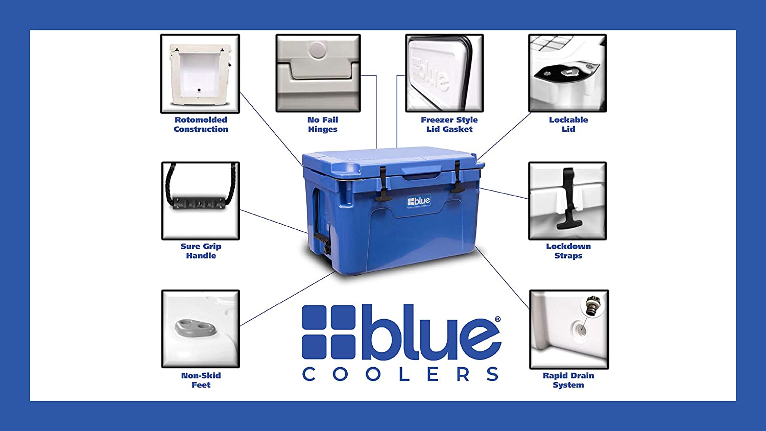 Blue Coolers Companion Cooler – 30 Quart, Roto-Molded Ice Cooler