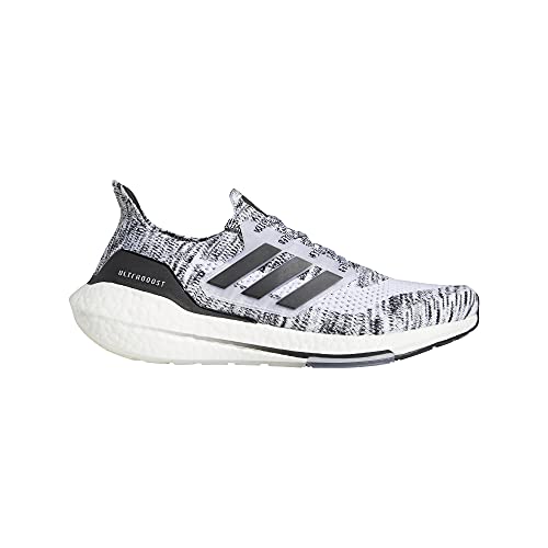 adidas Men's Ultraboost 21 Running Shoe, White/Black/Black, 7.5
