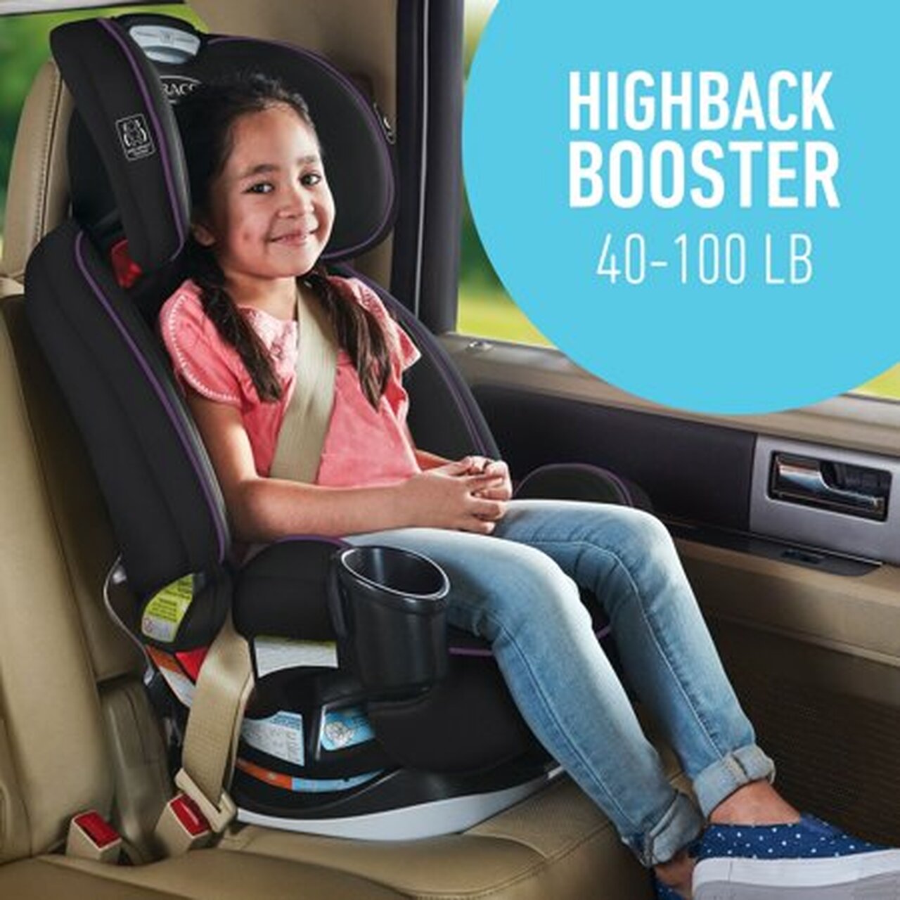 Graco Grows4Me 4-in-1 Convertible Car Seat, Vega Purple