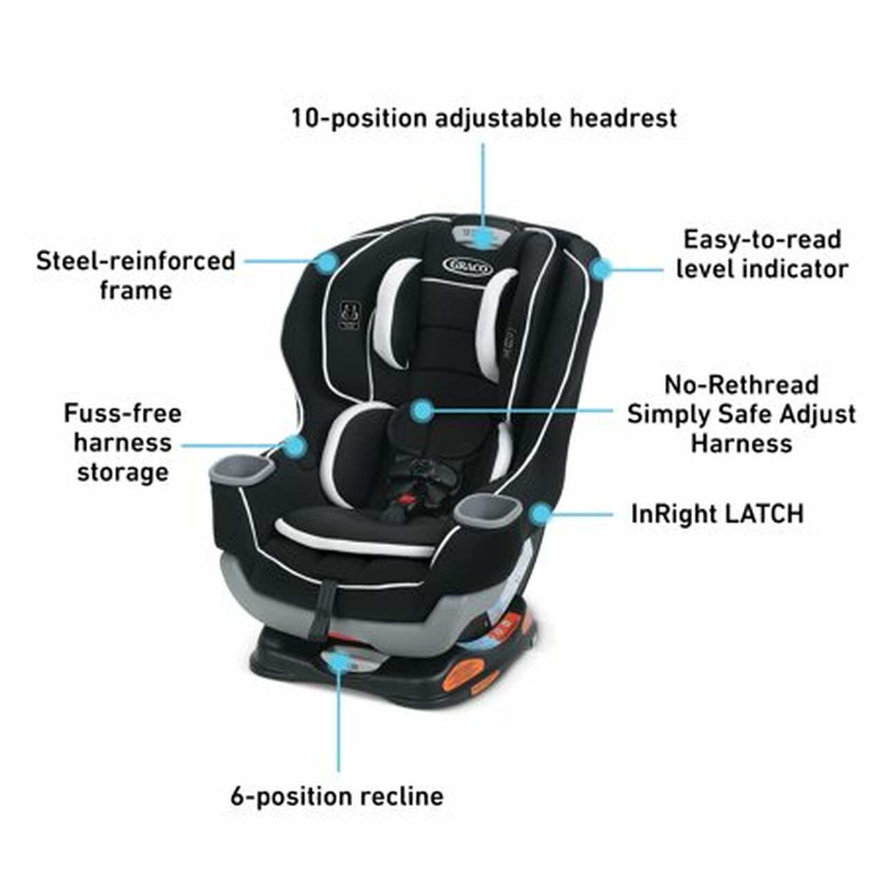 Graco Extend2Fit Convertible Car Seat, Ride Rear-Facing Longer, Spire