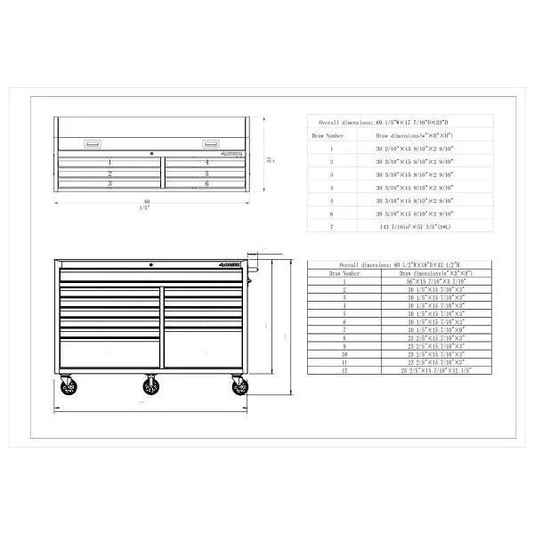 Husky 61 in. W 18-Drawer Rolling Cabinet Set