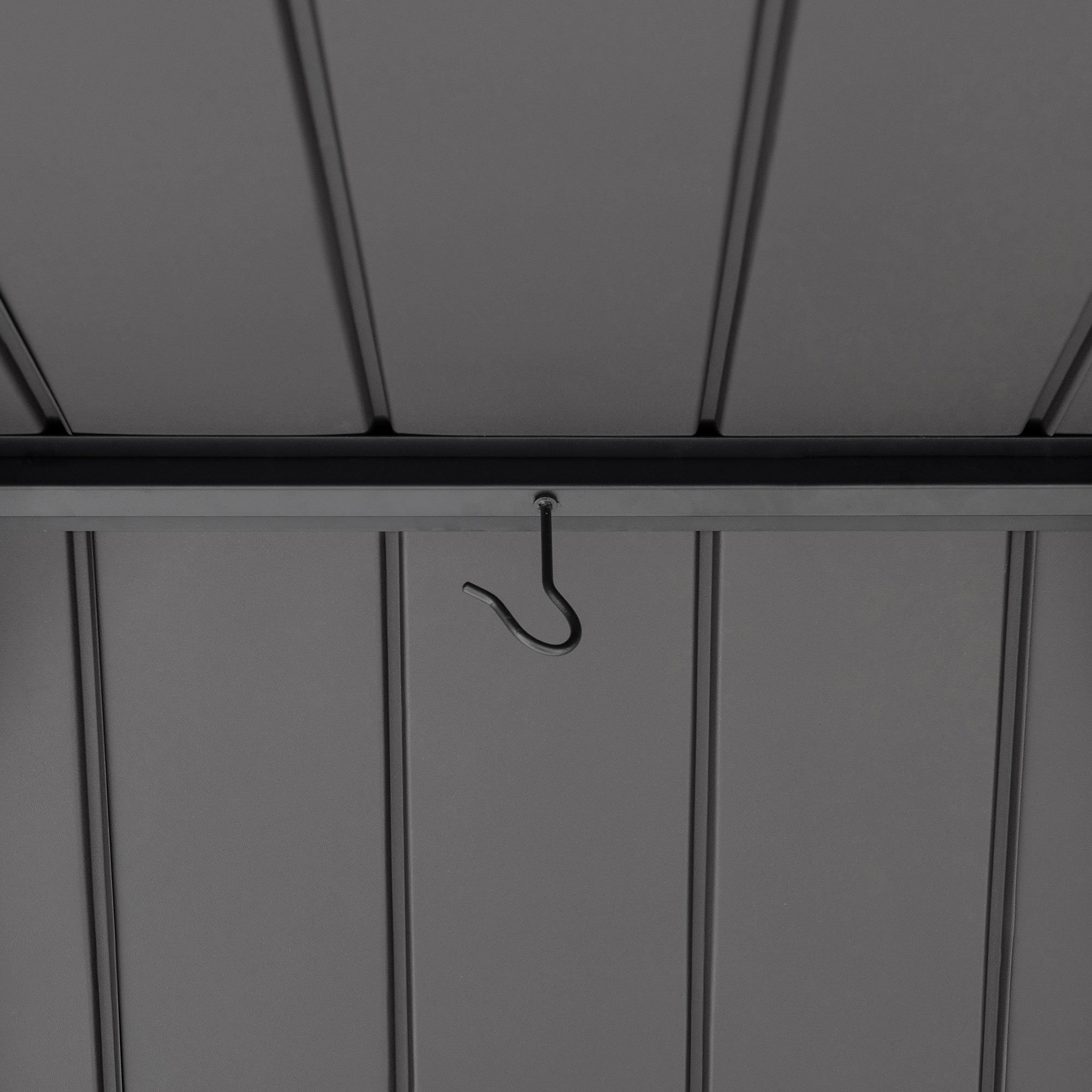 Sunjoy Matte-Black 11 ft. x 13 ft. Cedar Framed Gazebo with Hook and Steel Roof