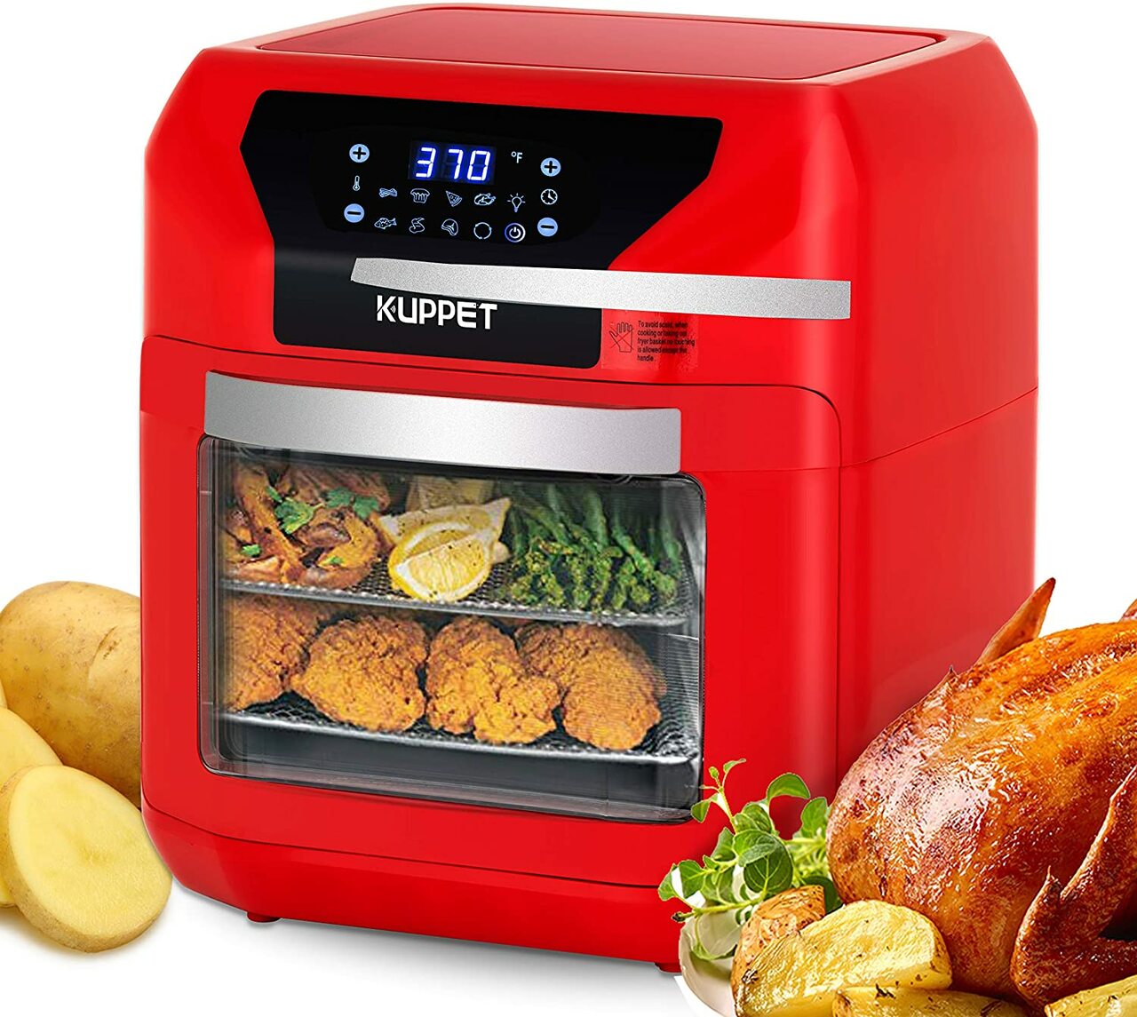 Air Fryer 10QT KUPPET Electric Hot Air Fryer, Roasting, Reheating & Dehydrating, Touch Screen Oven Oilless Cooker