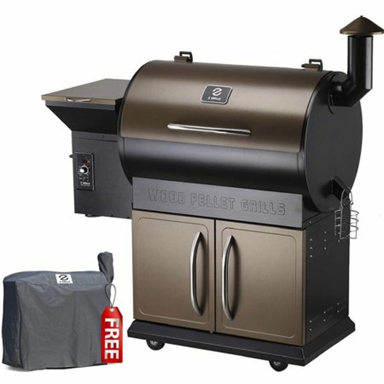 Z GRILLS ZPG-700D 694 sq. in. Wood Pellet Grill and Smoker 8-in-1 BBQ Bronze