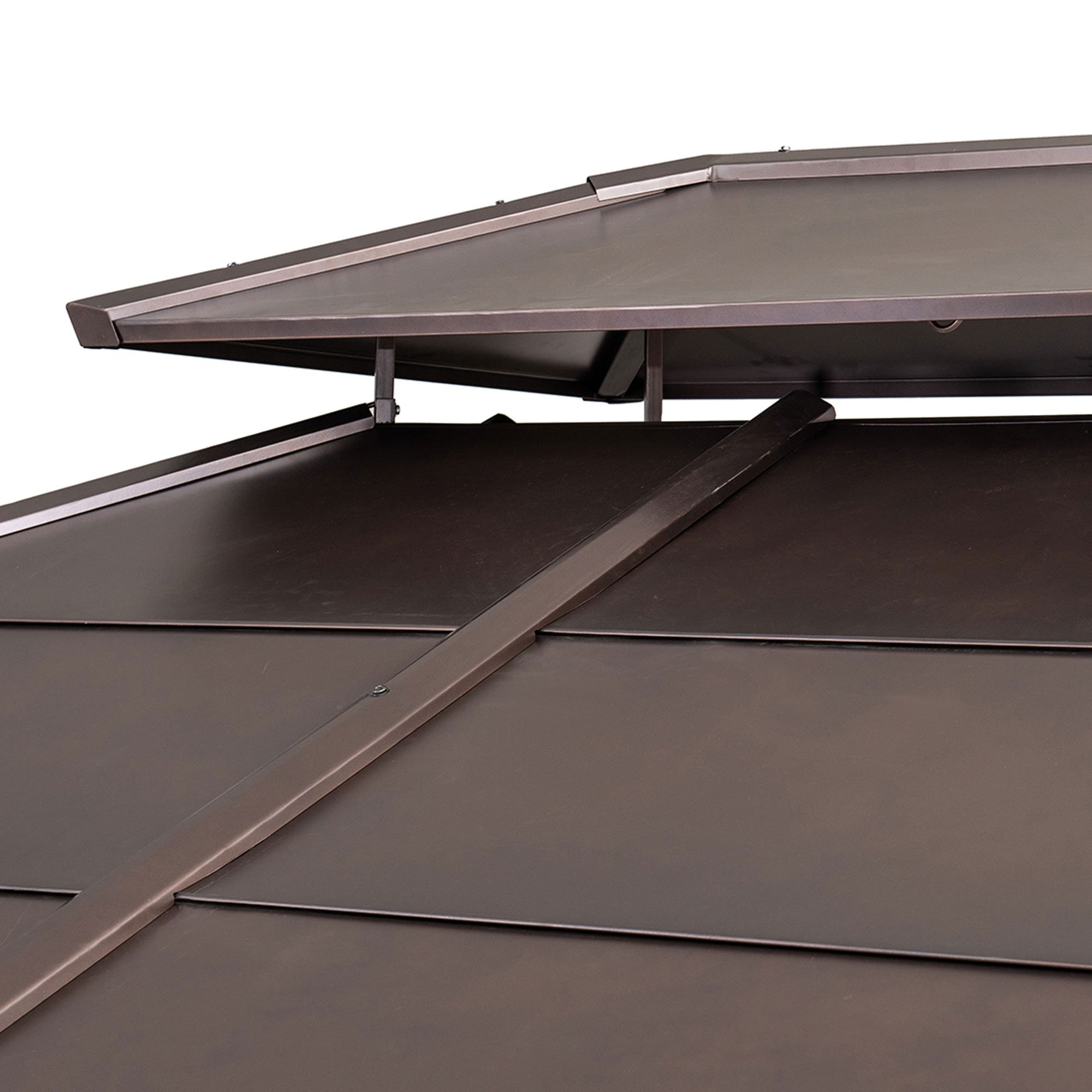 Sunjoy Brown 11 ft. x 13 ft. Cedar Framed Gazebo with 2-tier Steel Roof and Hook