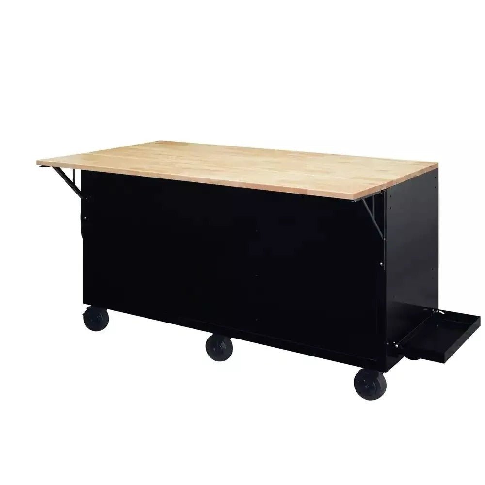 Husky 62 in. 12-Drawer Mobile Workbench with Full Length Ext Table in All Blacked Out