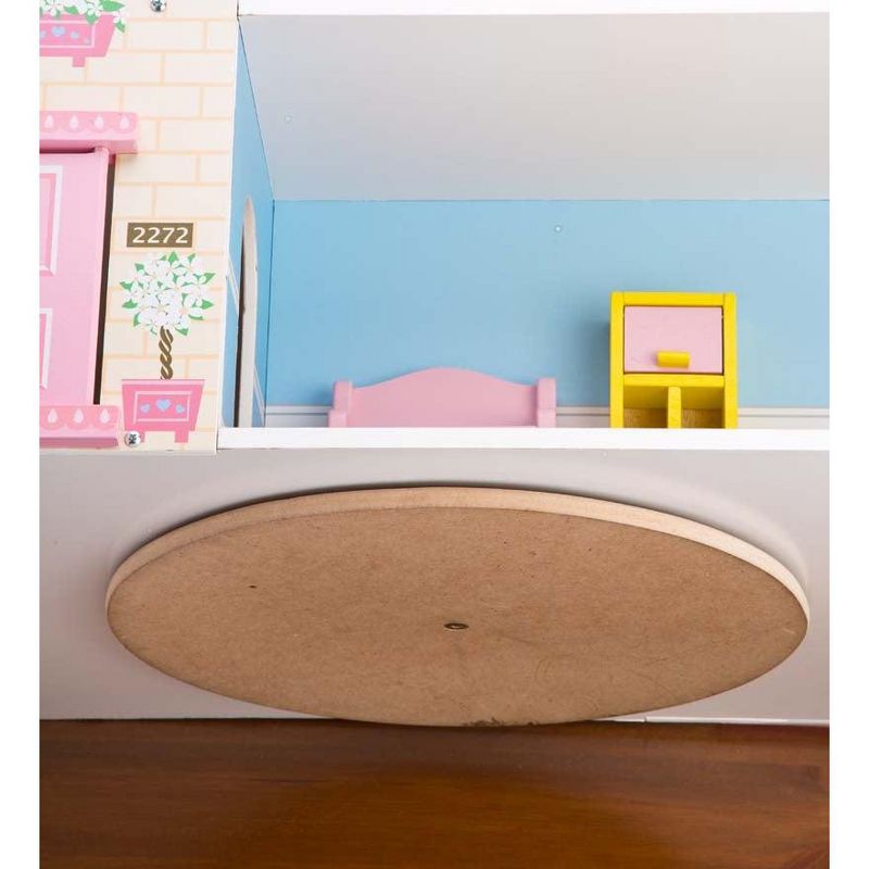 HearthSong Imagine My Place Dollhouse with Turntable and 35-Piece Dollhouse Furniture Set