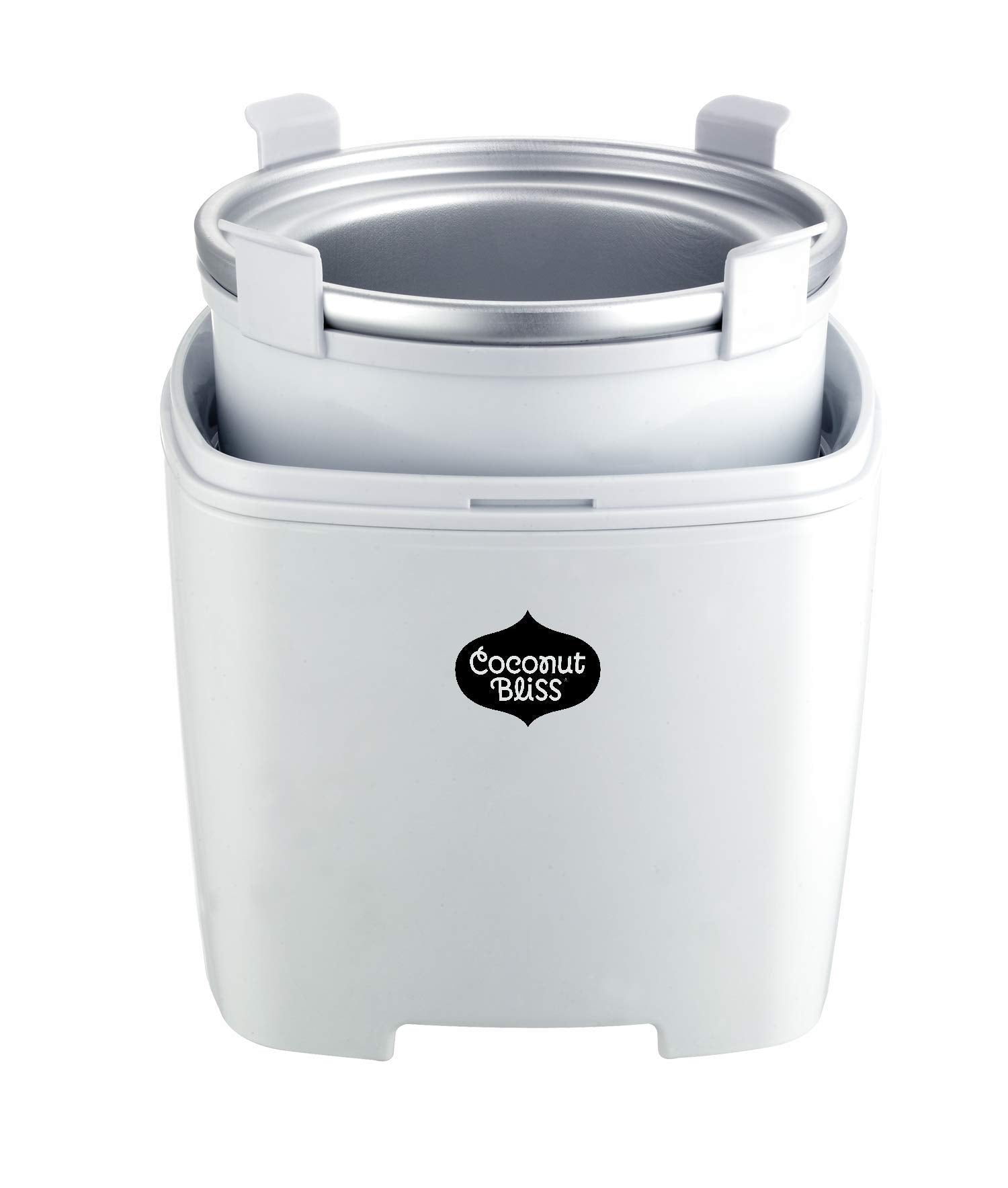 Coconut Bliss Ice Cream Maker | Easy Automatic Ice Cream Machine | Frozen Dessert Maker with Timer, Bowl + Recipe Book (Organic, Vegan, Non-Dairy, Plant-Based) | The Bliss Maker (White) 1.5L