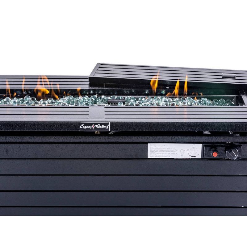 Rectangle Aluminum Fire Pit Table Hammered Black – Legacy Heating