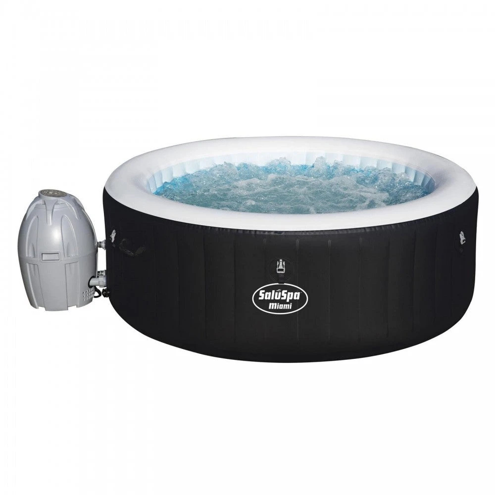Miami Inflatable Portable Hot Tub 54124, 4 Person Lay-Z-Spa With Soothing Jets
